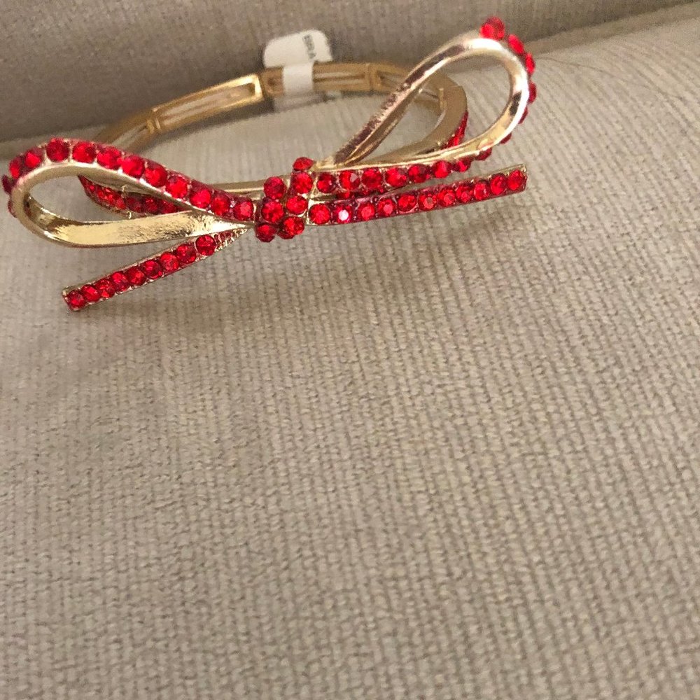 Red Rhinestone Bow Bracelet